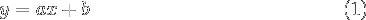 \begin{equation}
y = ax + b
\end{equation}