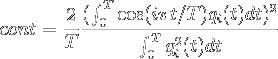 \begin{displaymath} 
cont = \frac{2}{T} \frac{ ( \int_0^T \cos(i \pi t / T) q_i(t) dt )^2 }{ \int_0^T q^2_i(t) dt }
\end{displaymath}